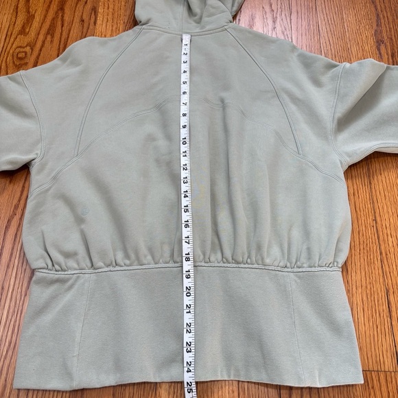 lululemon athletica green cotton fern hugged waist zip up relaxed fit Hoodie 12 - Picture 12 of 16